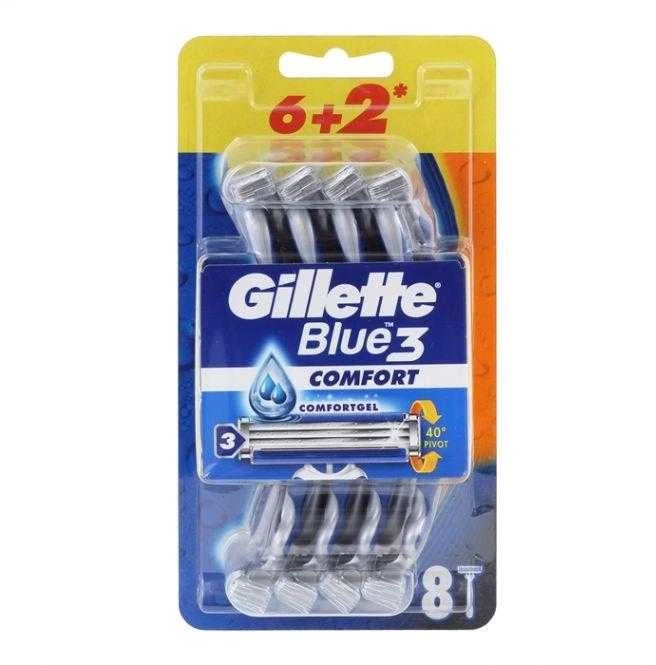 Blue3 Vienkartiniai skustuvai Gillette Mėlynas 3, 6 vnt.+ 2 vnt.