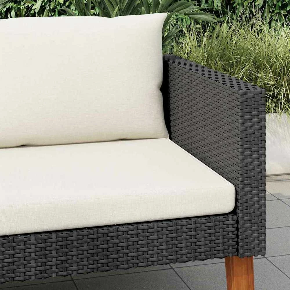 Vienvietė sodo sofa su pagalvėlėmis, juoda, poliratanas