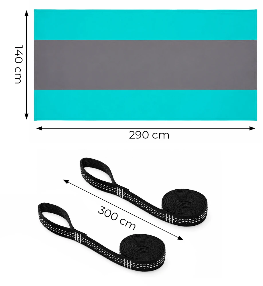Vienvietis sodo hamakas 290×140 cm iki 300 kg su nešiojimo krepšiu MultiGarden