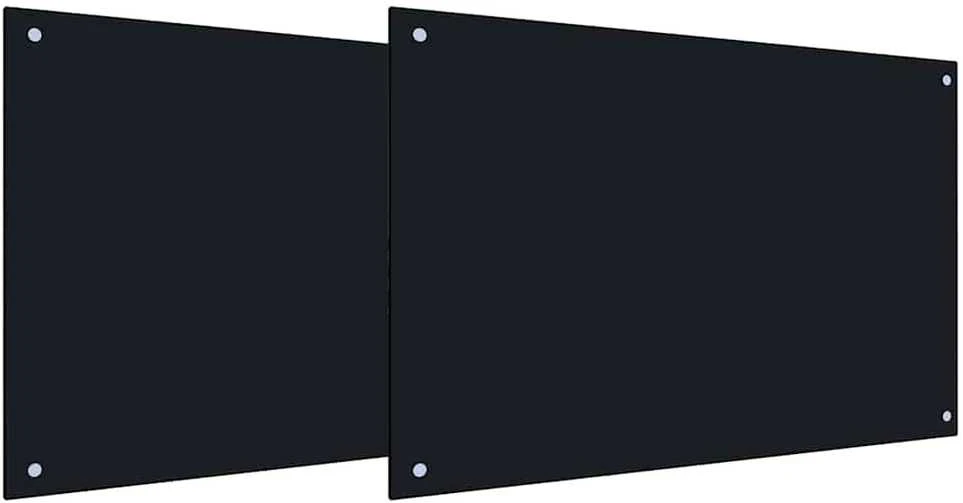 Virtuvės atbraila 2 vnt. Juoda 90 x 50 cm grūdintas stiklas