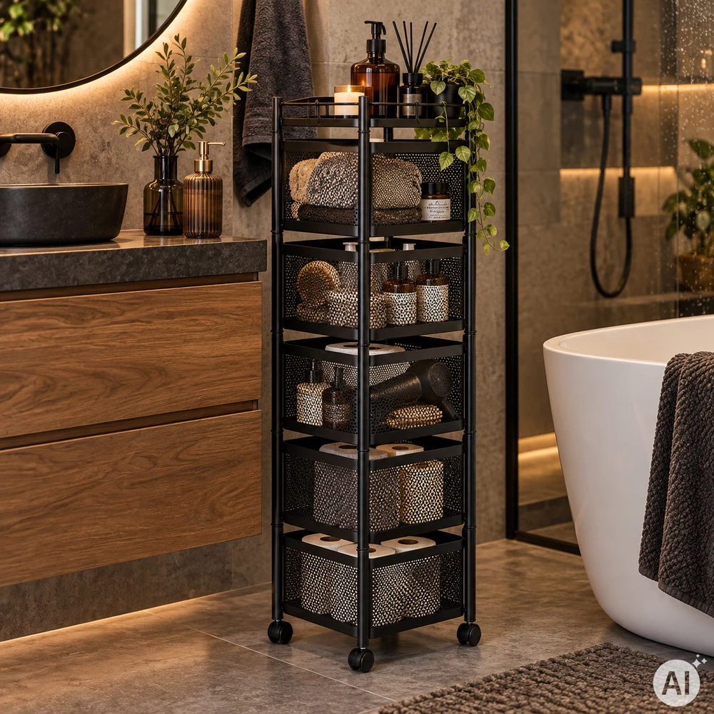 Virtuvės lentyna pagalbininkas organizatorius sukamomis lentynomis 5 pakopų metalinis ModernHome