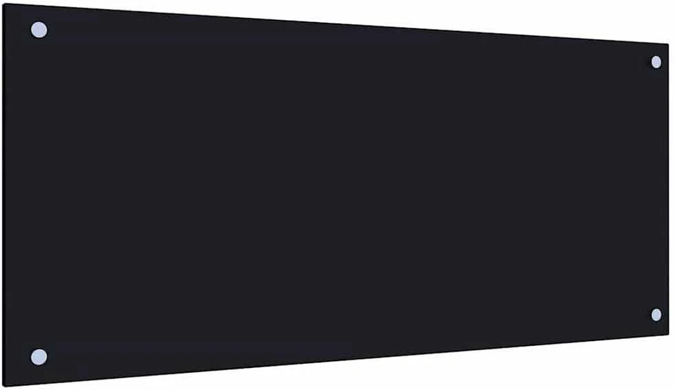 Virtuvės sienelė, juodos spalvos, 90x40cm, grūdintas stiklas