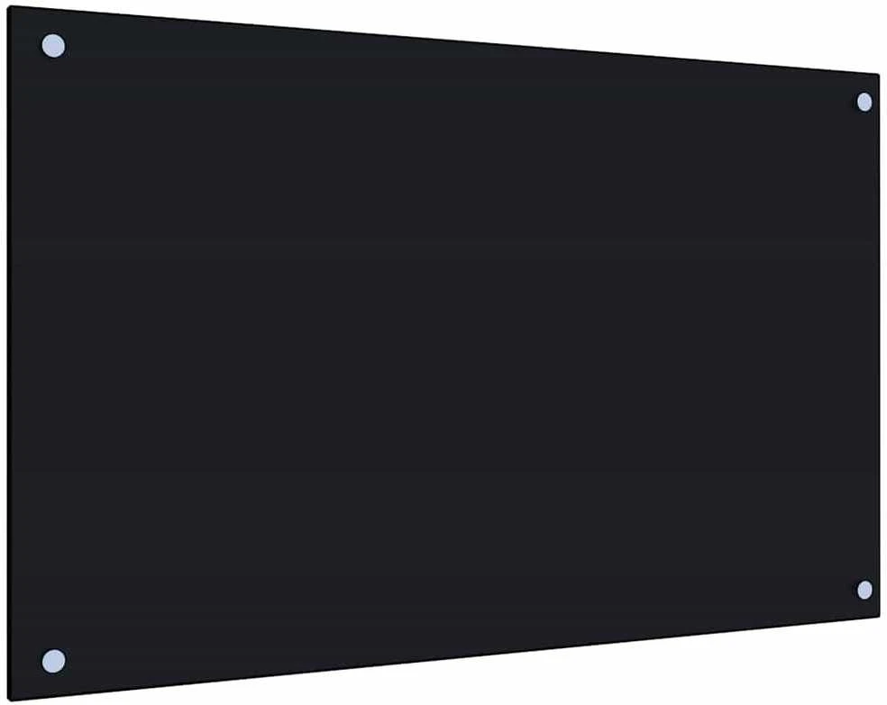 Virtuvės sienelės, 2vnt., juodos, 80x50cm, grūdintas stiklas