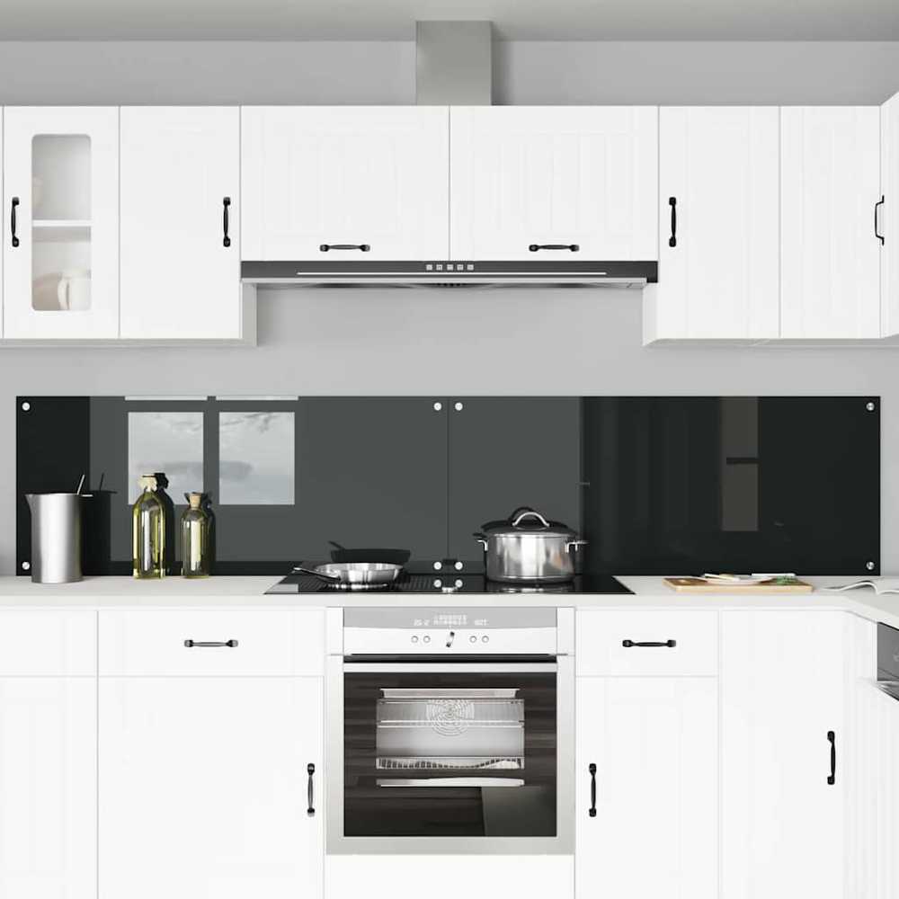 Virtuvės atbraila 2 vnt. Juoda 120 x 50 cm grūdintas stiklas