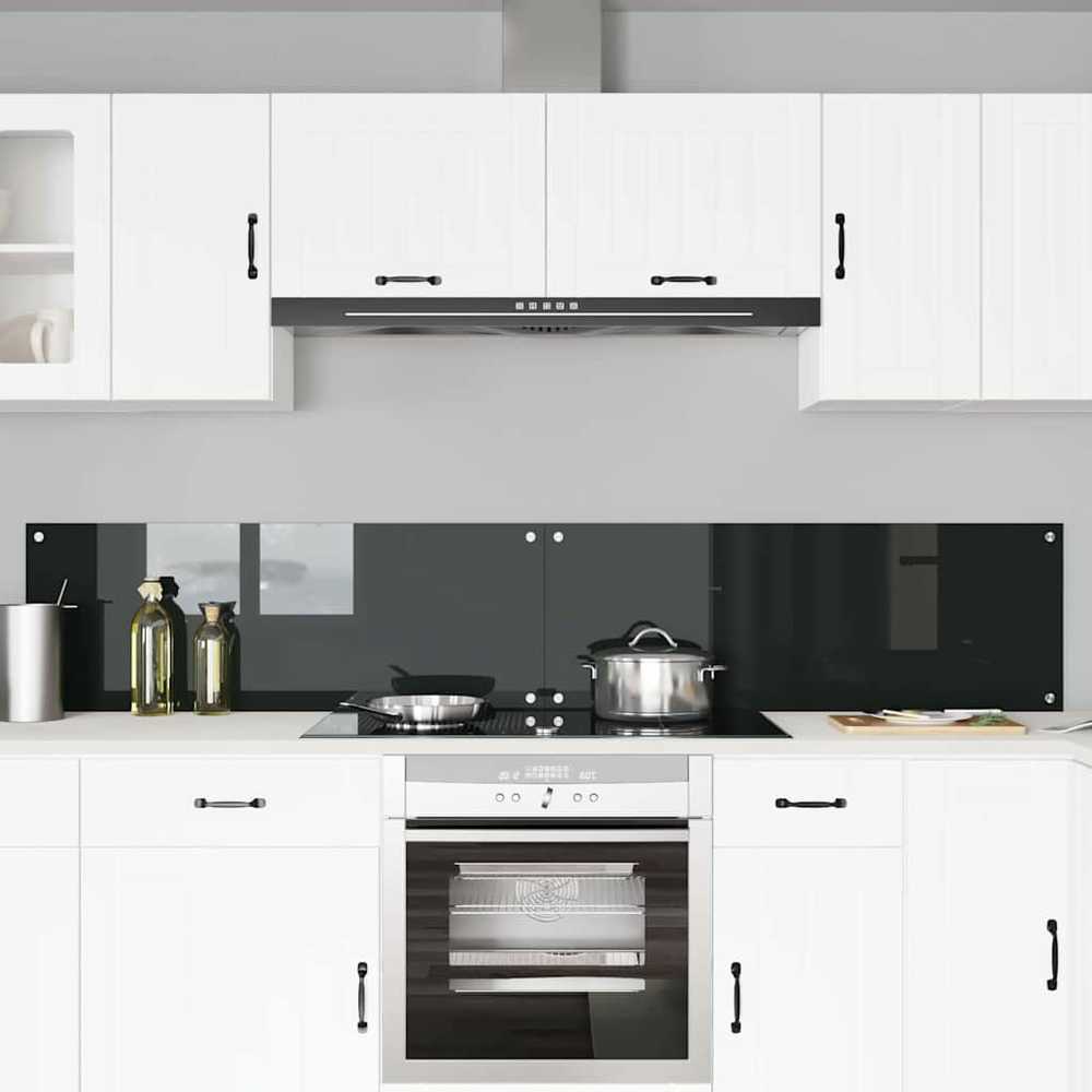 Virtuvės atbraila 2 vnt. Juoda 110 x 40 cm grūdintas stiklas