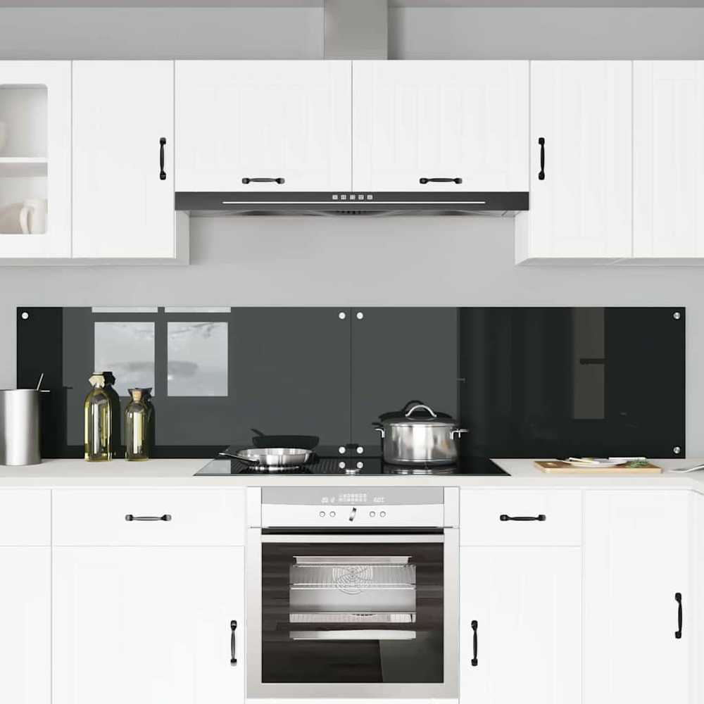 Virtuvės atbraila 2 vnt. Juoda 110 x 50 cm grūdintas stiklas
