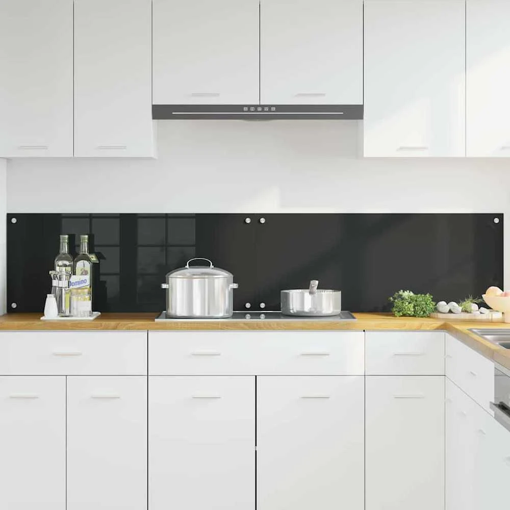 Virtuvės atbraila 2 vnt. Juoda 100 x 40 cm grūdintas stiklas