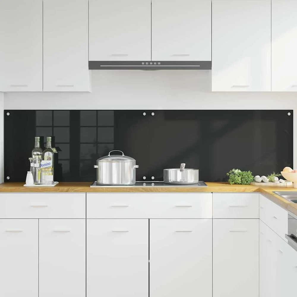 Virtuvės atbraila 2 vnt. Juoda 100 x 50 cm grūdintas stiklas