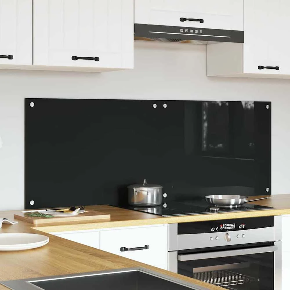 Virtuvės atbraila 2 vnt. Juoda 70 x 50 cm grūdintas stiklas