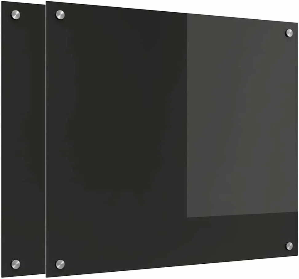 Virtuvės atbraila 2 vnt. Juoda 70 x 60 cm grūdintas stiklas