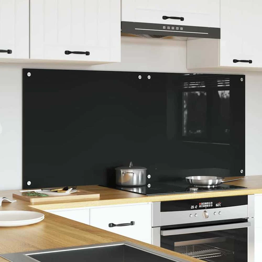 Virtuvės atbraila 2 vnt. Juoda 70 x 60 cm grūdintas stiklas