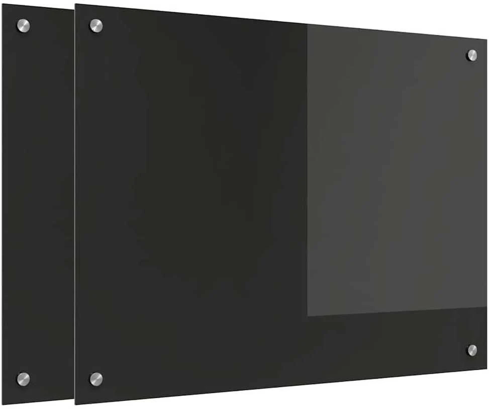 Virtuvės atbraila 2 vnt. Juoda 80 x 60 cm grūdintas stiklas