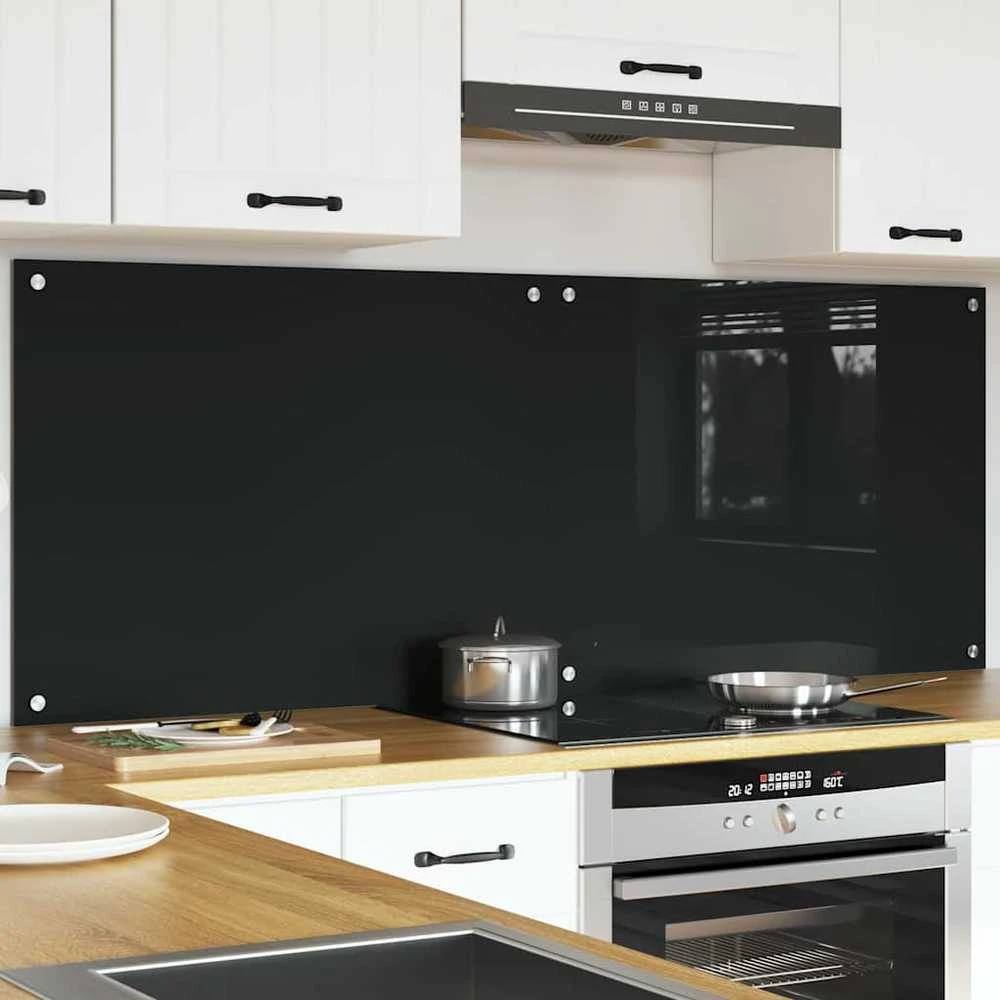 Virtuvės atbraila 2 vnt. Juoda 80 x 60 cm grūdintas stiklas