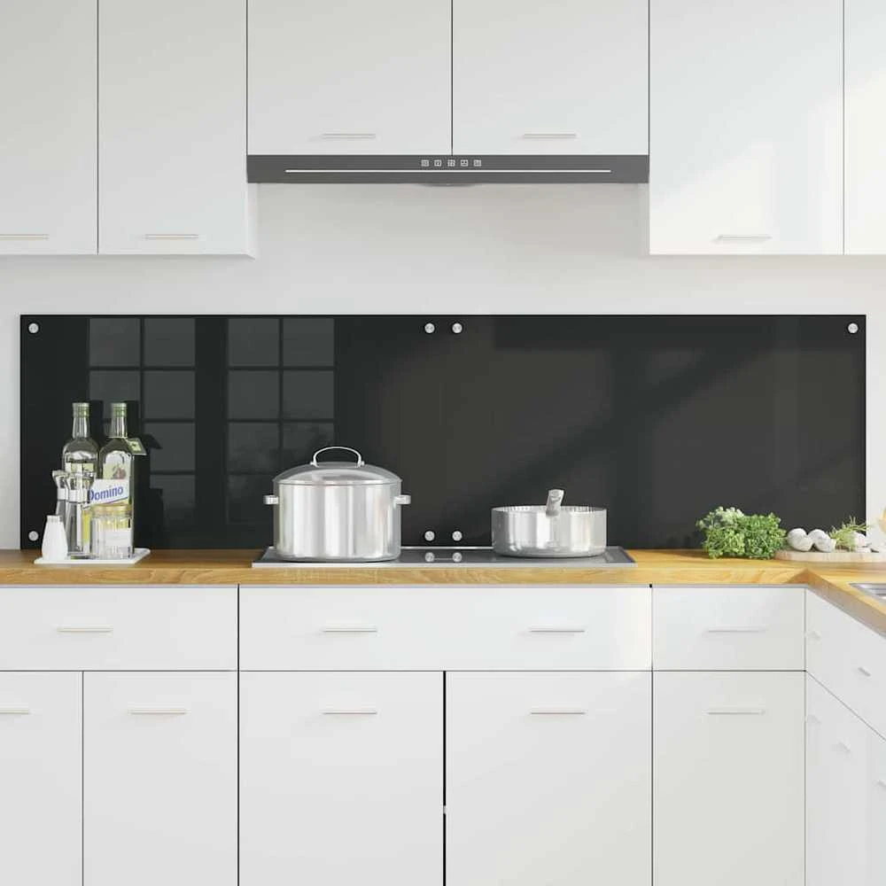 Virtuvės atbraila 2 vnt. Juoda 90 x 50 cm grūdintas stiklas