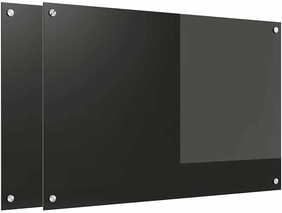 Virtuvės atbraila 2 vnt. Juoda 90 x 60 cm grūdintas stiklas