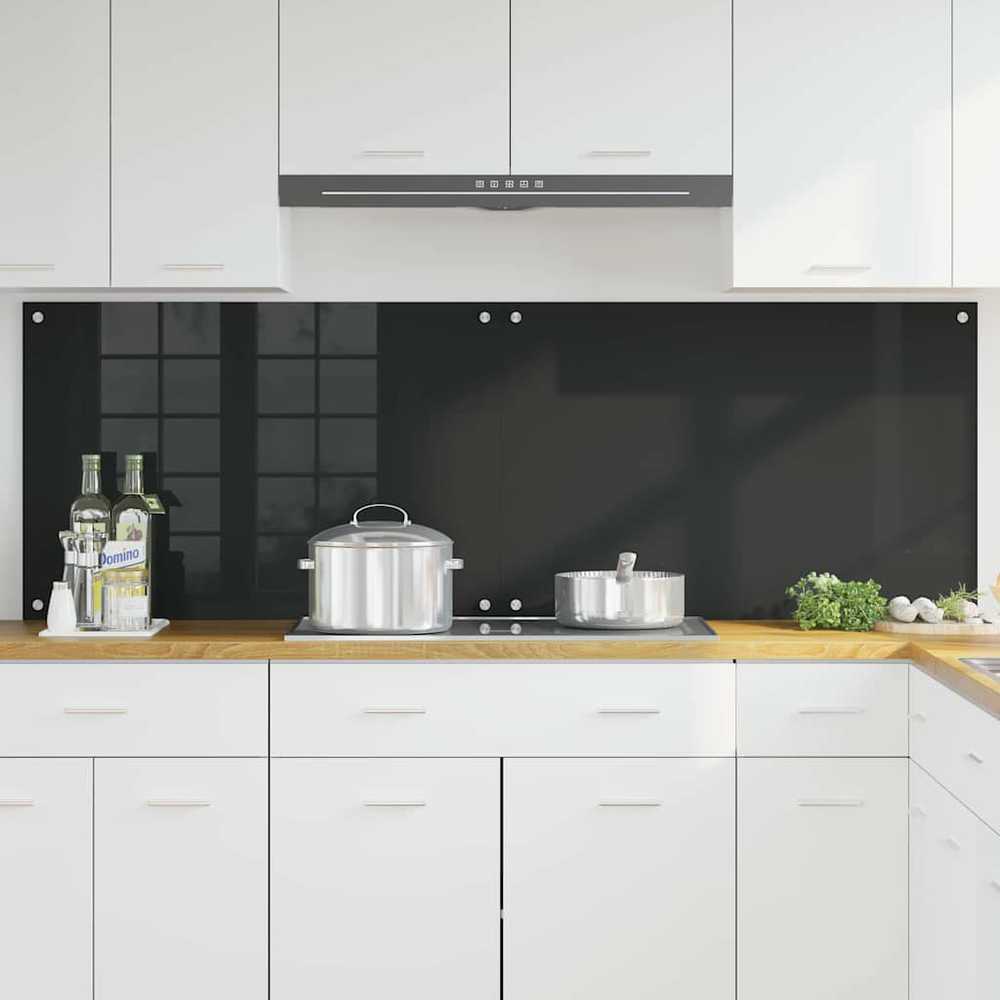 Virtuvės atbraila 2 vnt. Juoda 90 x 60 cm grūdintas stiklas