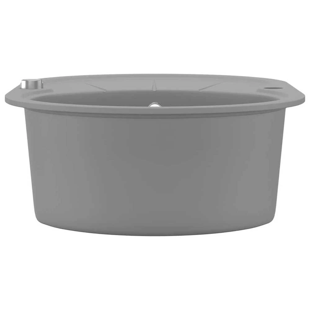 Virtuvinė plautuvė, granitas, vieno dubens, ovali, pilka