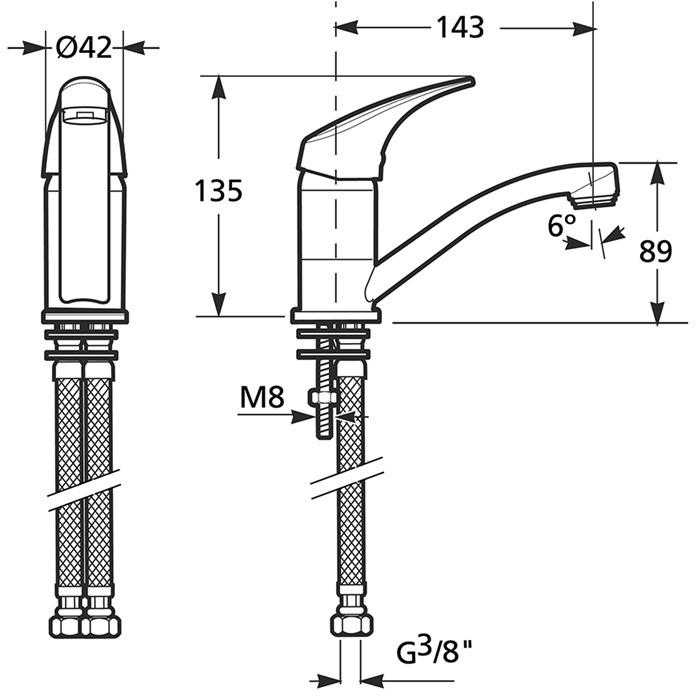 Virtuvinis maišytuvas Jika Talas H3511N10042201