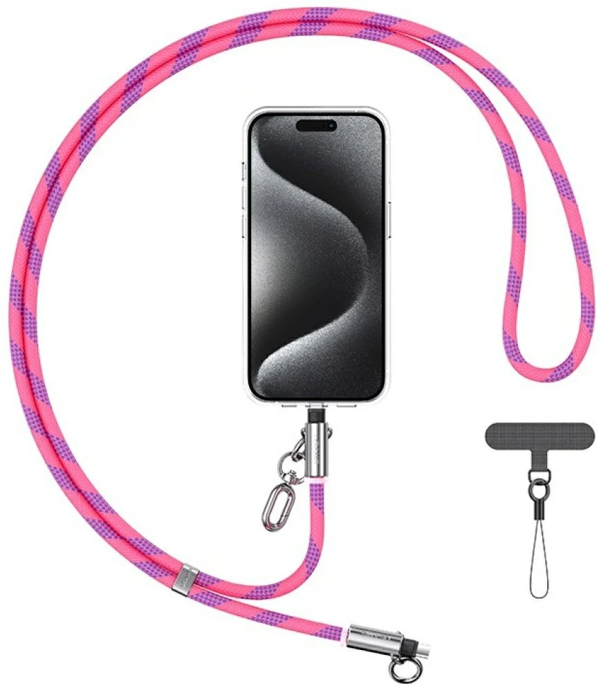 Usams SJ746 30W USB-C į Lightning 1.2m Rožinė Phone Lanyard with Charging Kabelis