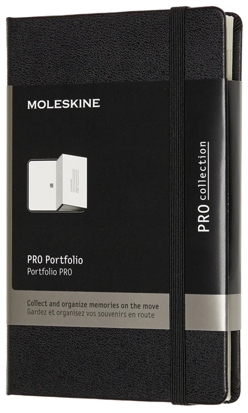 Vizitinių kortelių dėklas Moleskine Pro Portfolio, juodos spalvos