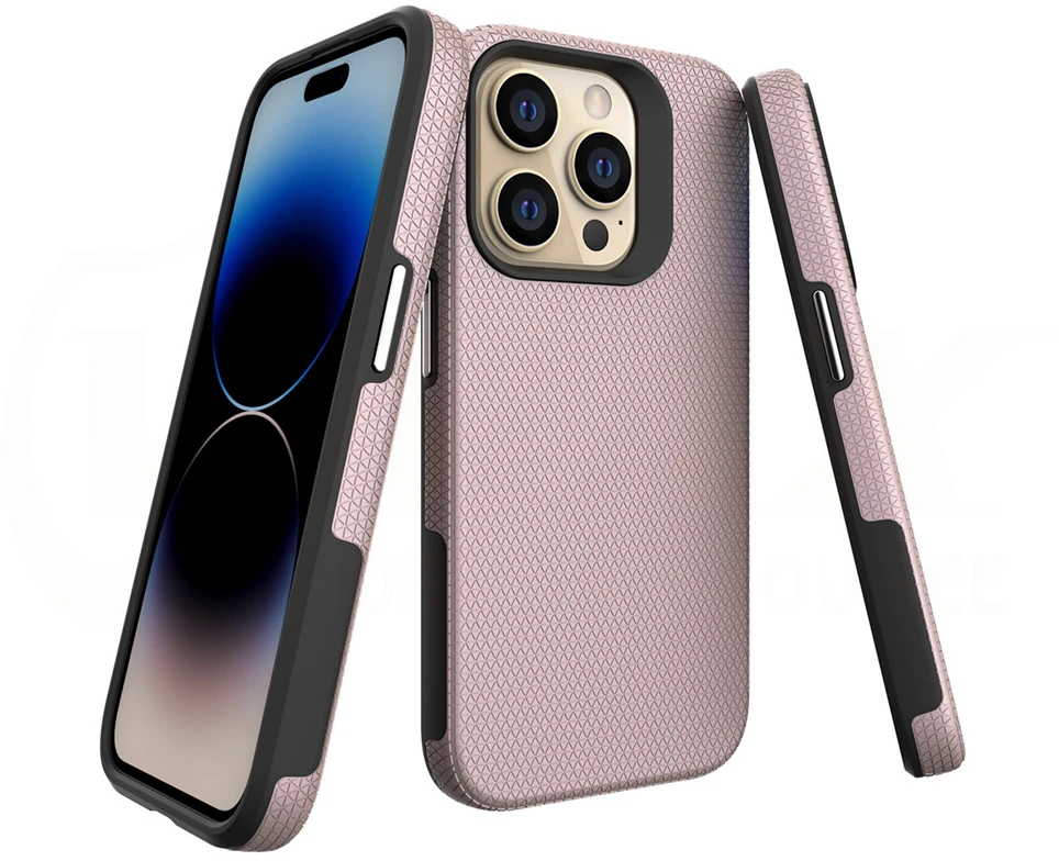 Vmax trikampio formos dėklas iPhone 14 Pro 6,1" rožinio aukso spalvos