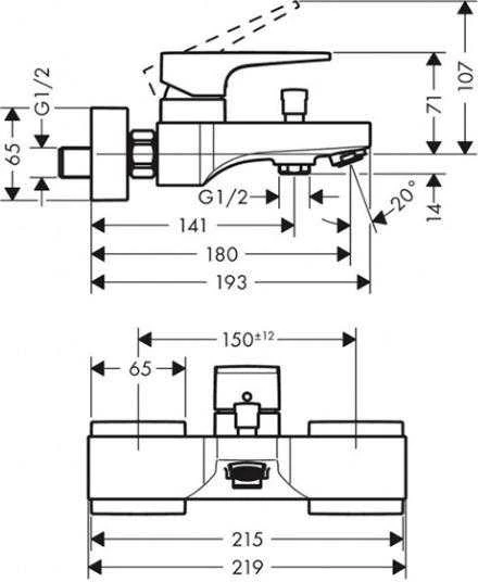 Vonios maišytuvas Hansgrohe Talis E 71740140, šlifuotos bronzos