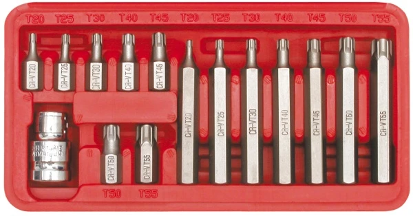 VOREL TORX sukimo antgalių rinkinys 15 vnt. 66580