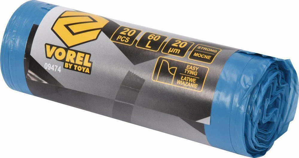 VOREL TVIRTI ŠIUKŠLIŲ MAIŠAI SU RANKENOMIS 60l 20µm /20vnt.