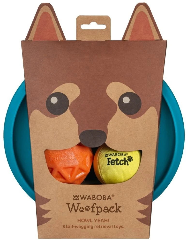 Waboba Woofpack šunų rinkinys 2 kamuoliukai 1 skraidanti skraidyklė