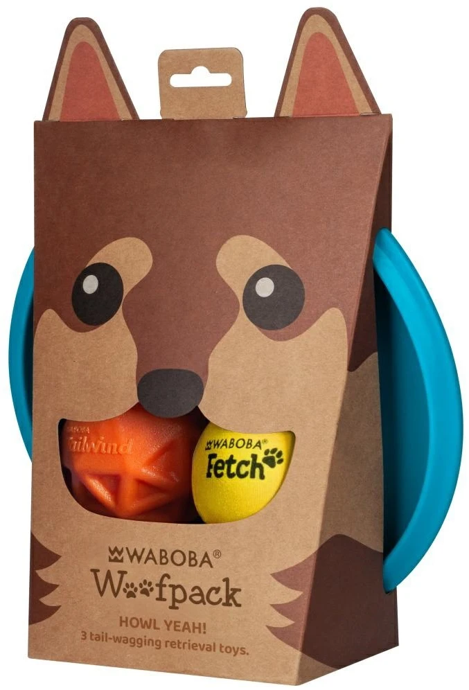 Waboba Woofpack šunų rinkinys 2 kamuoliukai 1 skraidanti skraidyklė