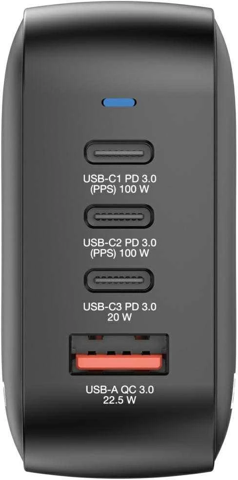 Wall Charger Verbatim Mini GaN 100W 3xUSB-C PD/1x USB-A QC juodas 32231