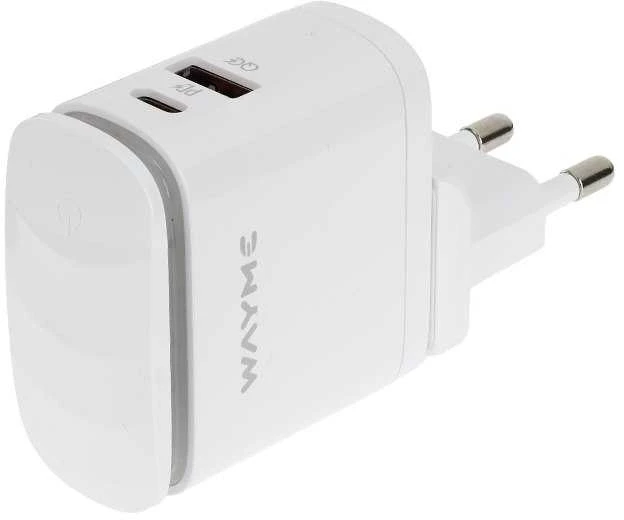 Įkroviklis USB-C/USB 240V WAYME, 25W + LED reguliuojamas apšvietimas