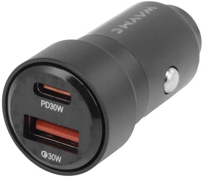 WAYME Automobilinis įkroviklis 12/24V, USB 30W + USB-C PD 30W + USB-C > USB-C 100 cm cable, max 60W