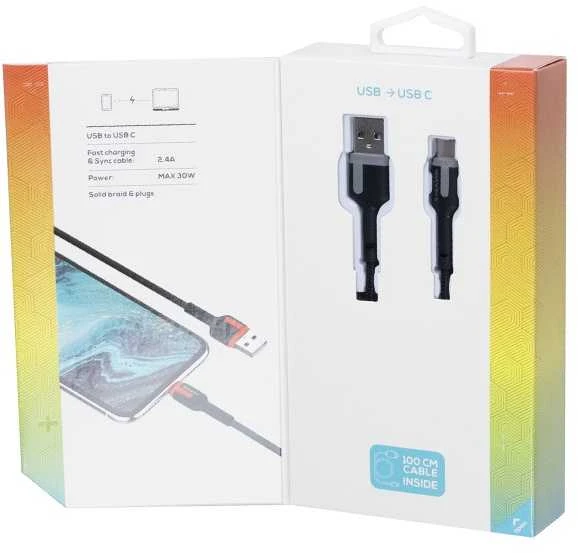 Kabelis įkrovimo USB USB-C, 100 cm. WAYME, maks. 65 W mikopl.pintas