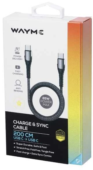 Kabelis įkrovimo USB-C USB-C, 200 cm. WAYME, maks. 65 W