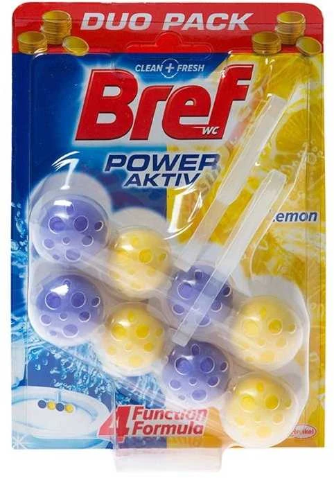 WC valiklis-gaiviklis BREF POWER AKTIV LEMON, 2×50 g
