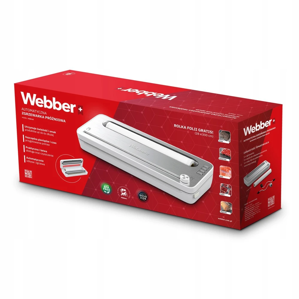 Webber Baltas maisto produktų vakuuminis pakavimo aparatas, 120 W