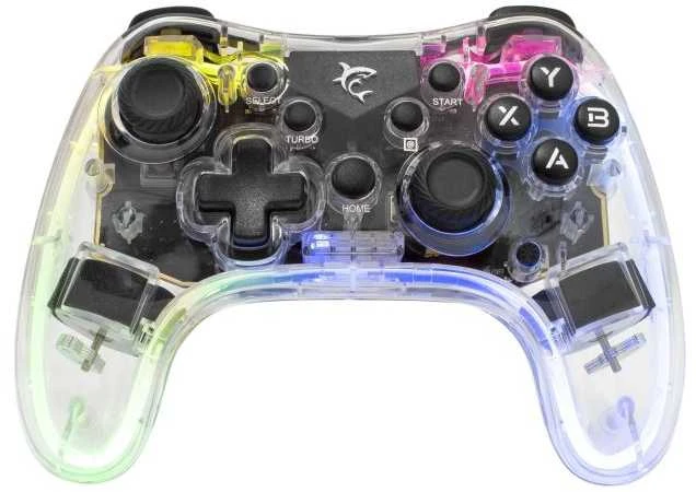 White Shark „Baltas Shark Baltas Shark GAMEPAD LEGION“ belaidis valdiklis, skirtas asmeniniams kompiuteriams, PS3/PS4, „Android“, „IOS“, permatomas (GPW-8039)