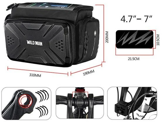 WILDMAN GS6 bike frame bag bike holder juodos spalvos