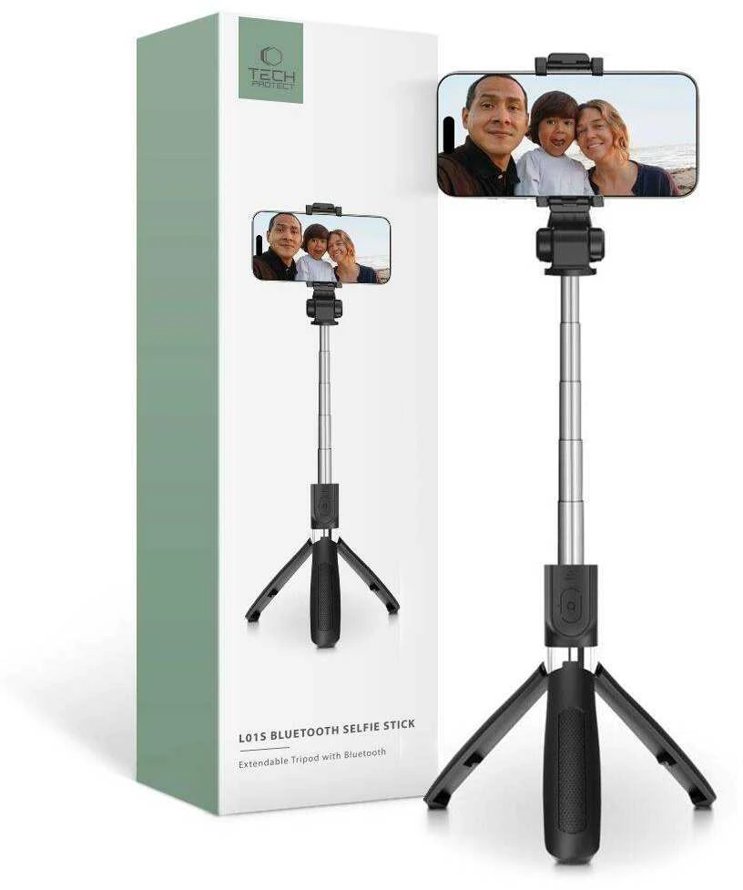 TECH-PROTECT L01S BLUETOOTH SELFIE STICK TRIPOD Juodas