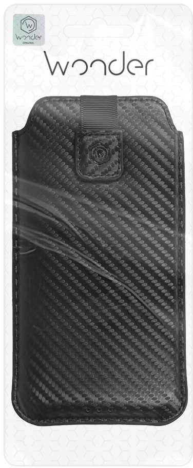 Wonder CARBON Dėklas (Size M) skirtas Apple iPhone 5/Nokia 215 4G/225/5310 2020 juodos spalvos
