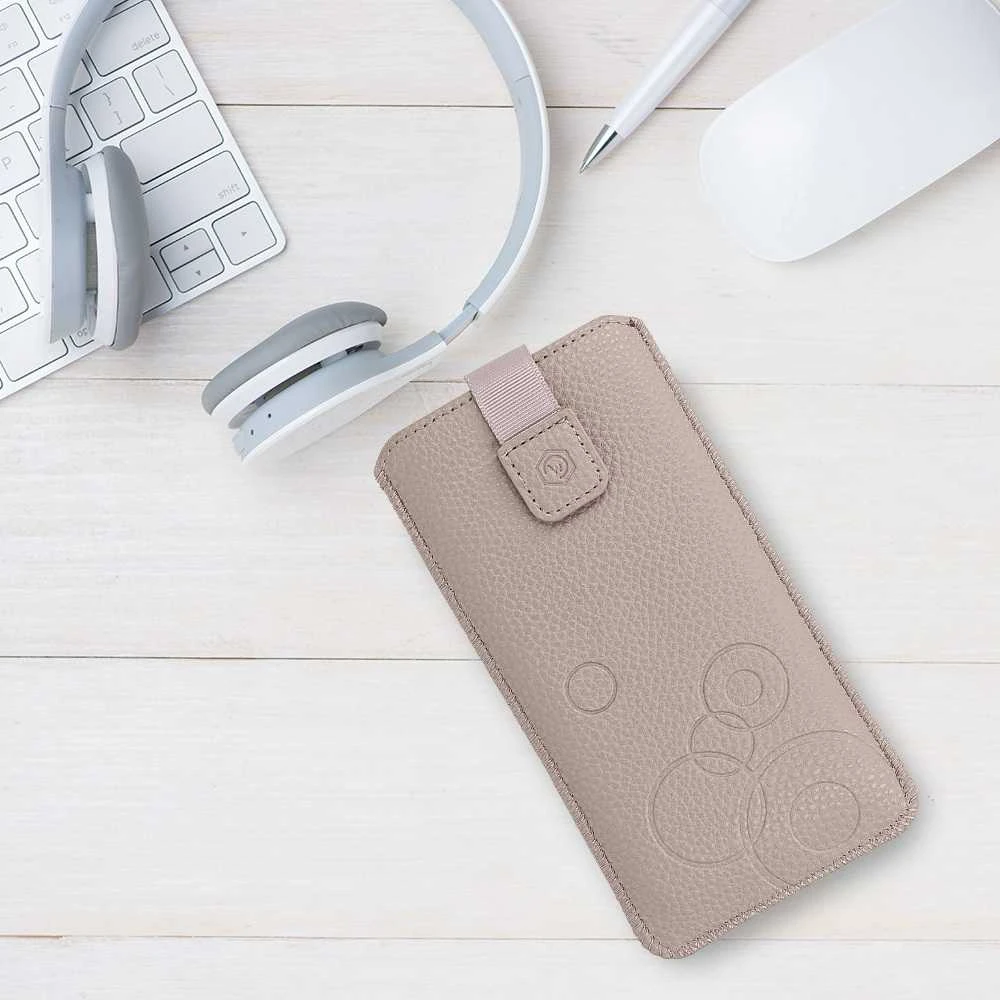 Oem WONDER Deko Pouch dėklas (Size L) skirtas Apple iPhone 13 Mini/12 Mini/SE 2020/2022/7/8 cappuccino