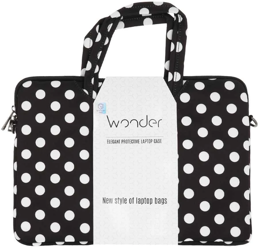 Wonder nešiojamo kompiuterio krepšys 17 colių juodas polka-dot