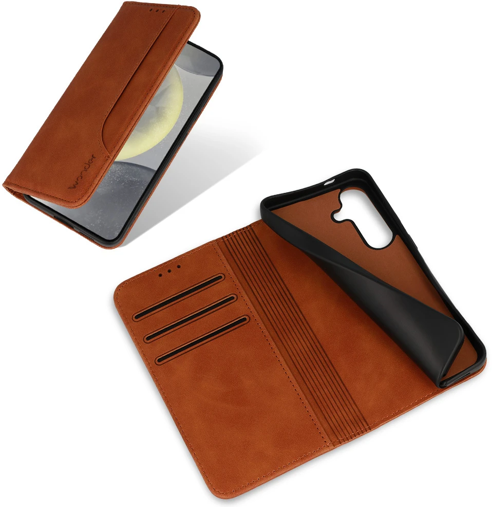 Wonder Prime dėklas skirtas Samsung Galaxy A26 5G rudos spalvos