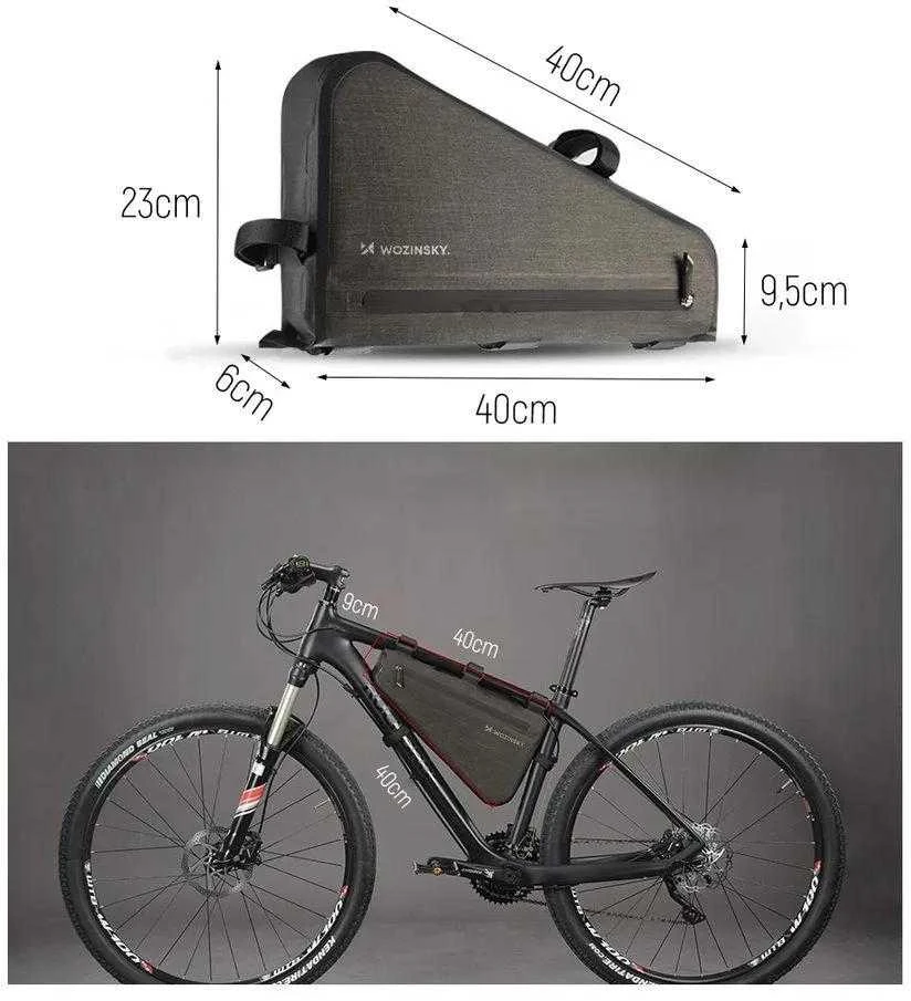Wozinsky bicycle frame bag 3.5 l pilkos spalvos (WBB15BK)