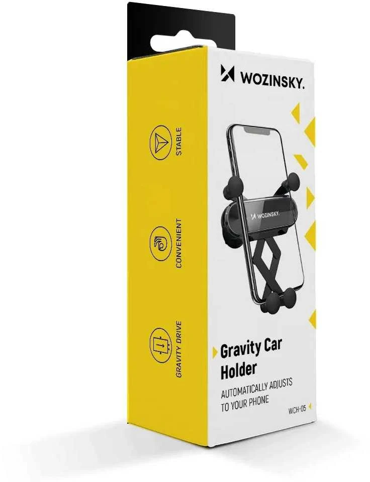 Wozinsky car phone holder gravity for ventilation grille juodos spalvos (WCH-05)