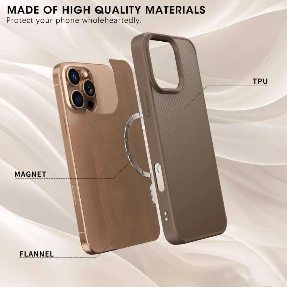 Wozinsky Carbon Fiber with MagSafe for Samsung Galaxy S25 Plus – dėklas telefonui rudos spalvos