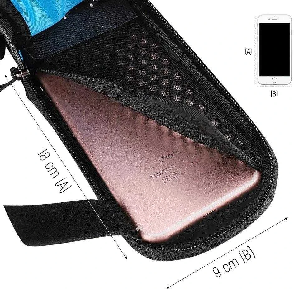 Wozinsky frame bike bag + detachable phone cover iki 6.5 "1.5l juodos spalvos (WBB7BK)