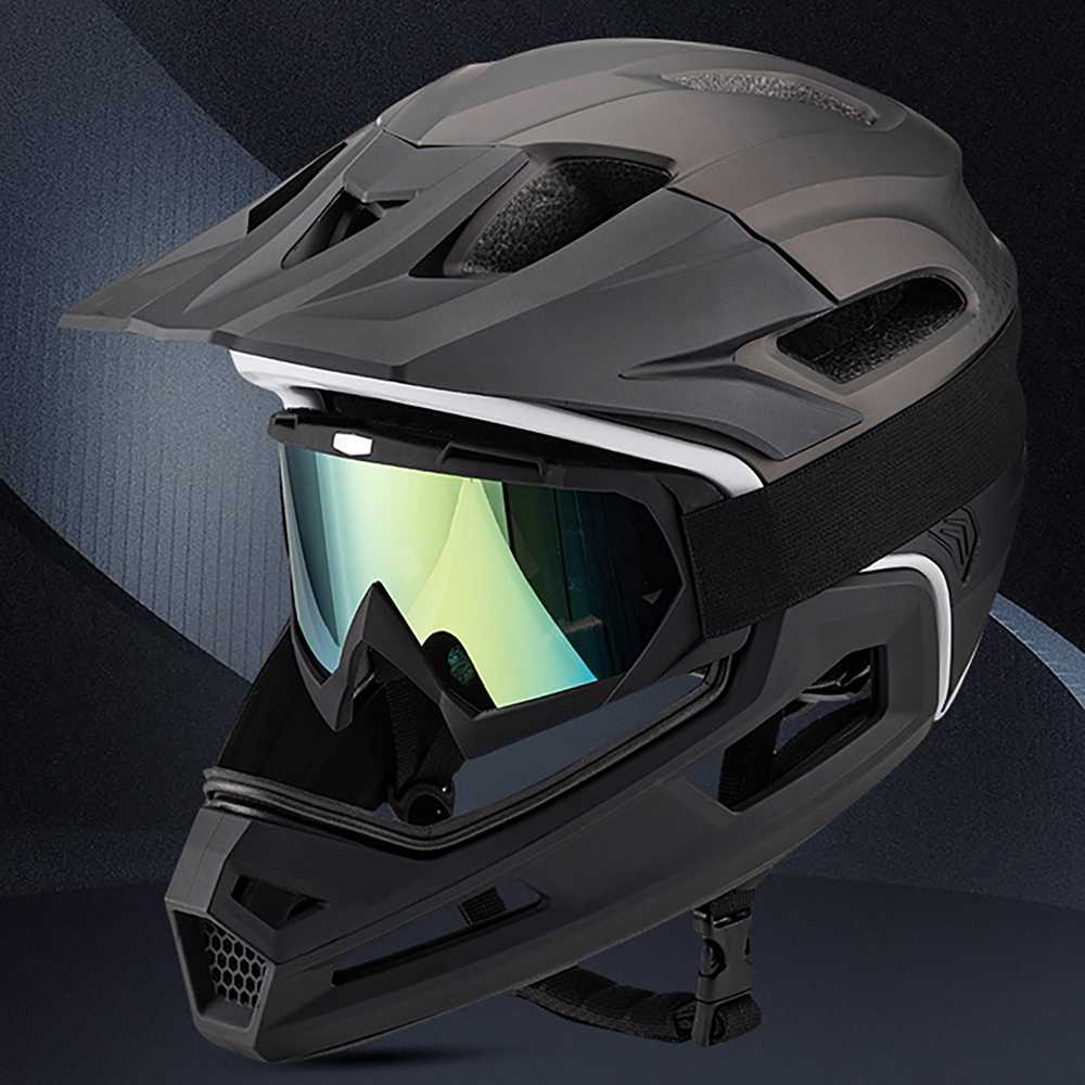 Dviratininko šalmas fullface Wozinsky su odpinanym daszkiem lekki 57-62 cm - juoda