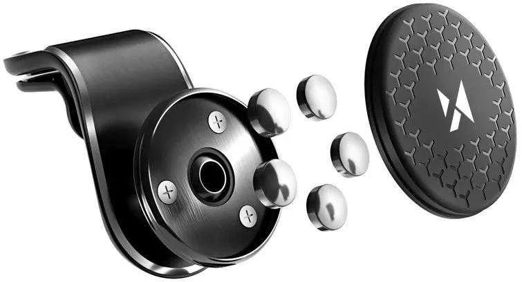 Wozinsky magnetinis telefono laikiklis oro grotelėms 360 juodos spalvos (WMH-03)